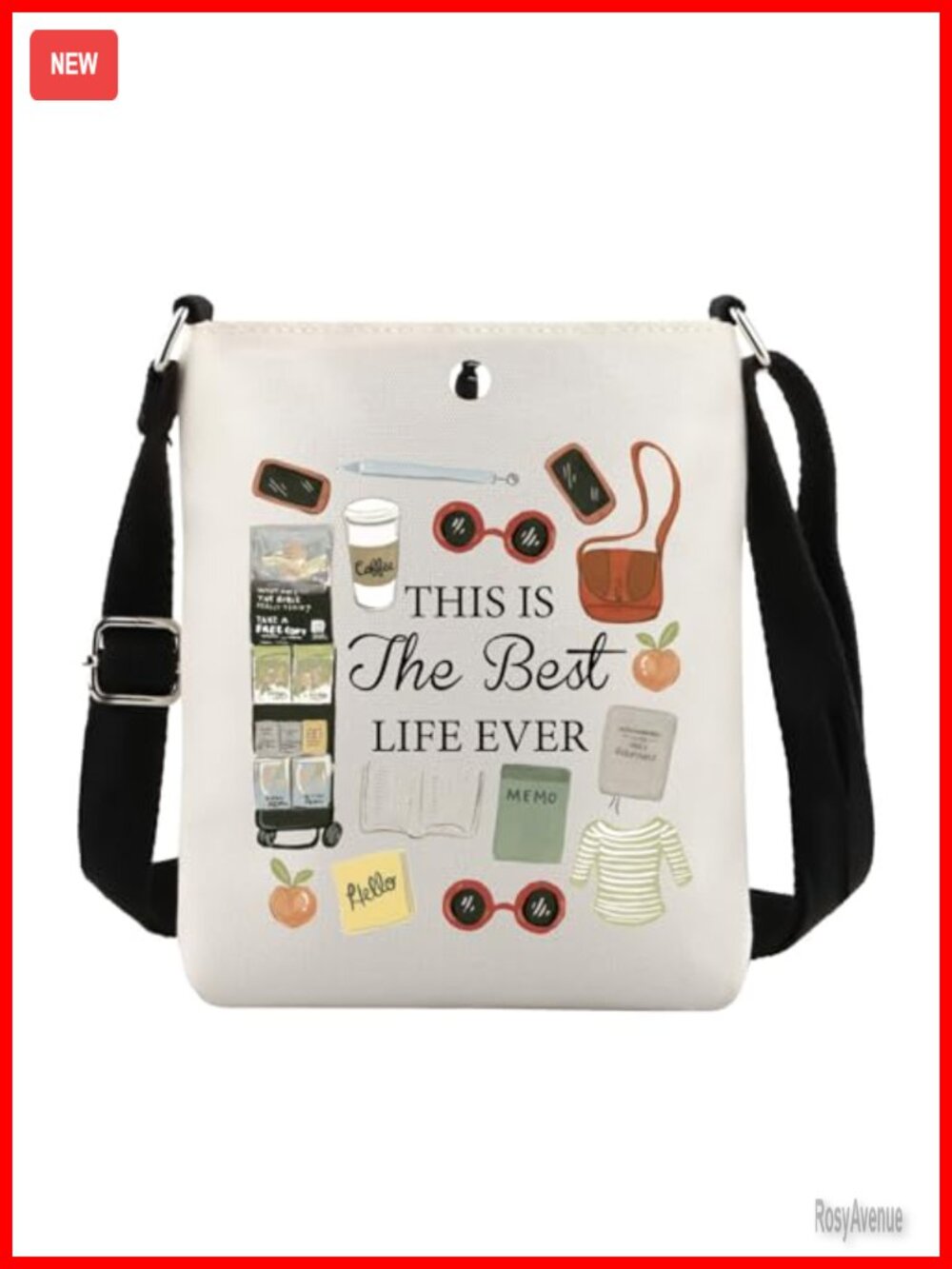 Canvas Crossbody Bag Tote Letter Print Sling Purse for Women Travel